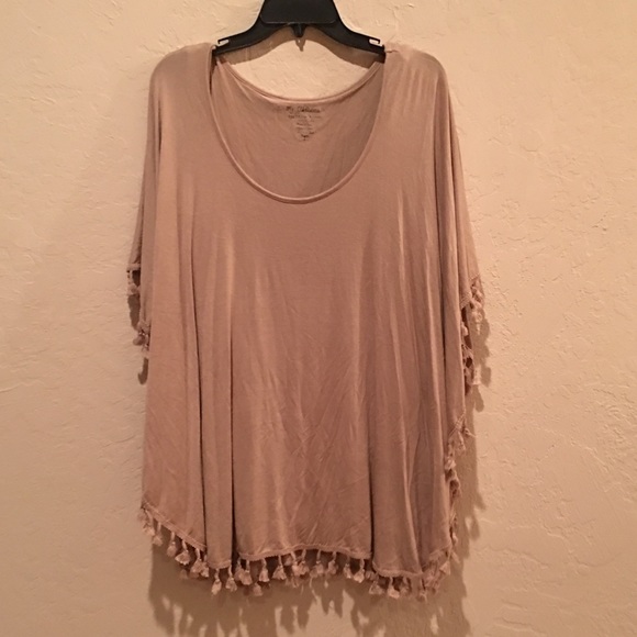 Chico's Tops - Chico’s Beige Taupe Tassel Fringe Blouse Tunic Top